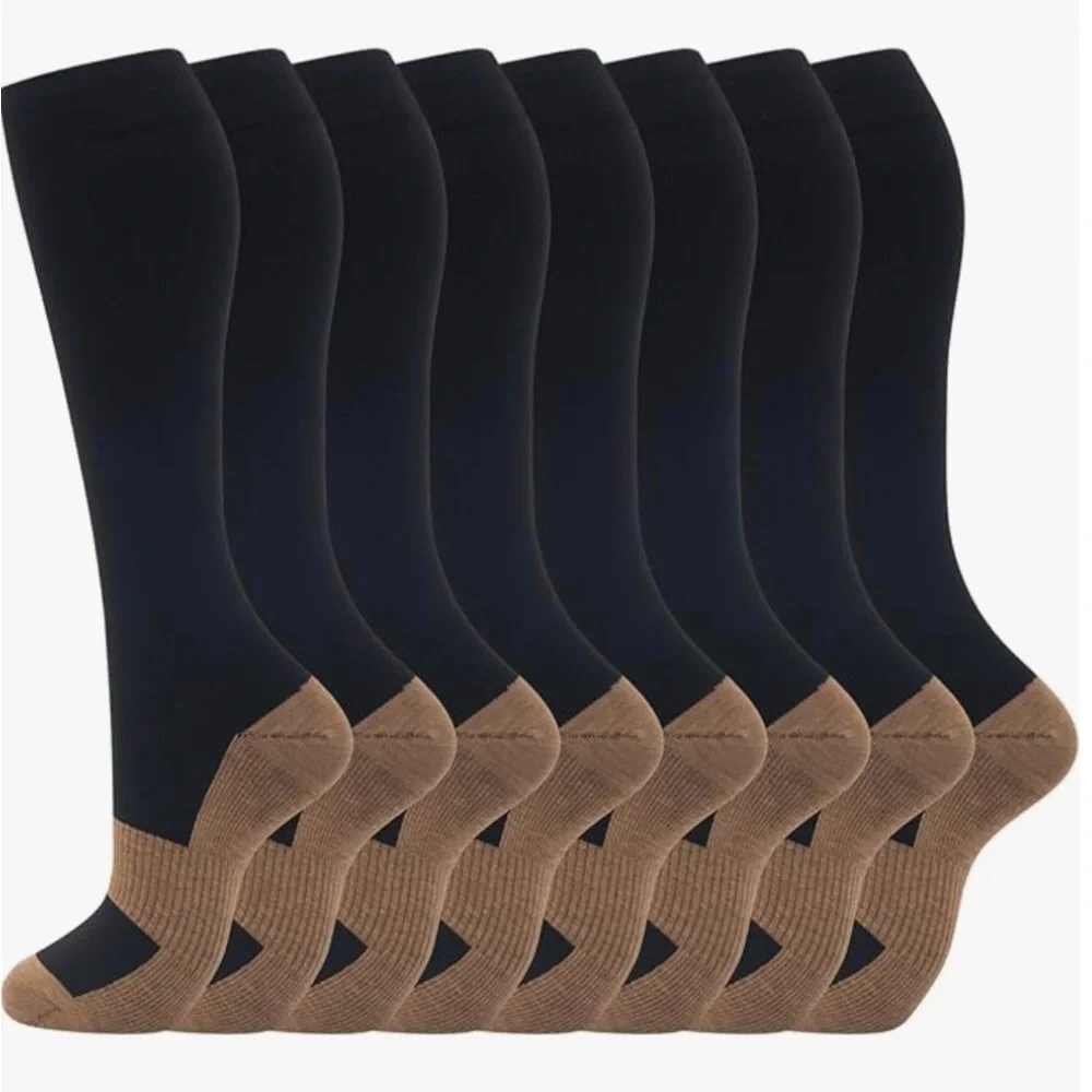 Black Copper Compression Socks, 20-30mmHg compression (1 pair)